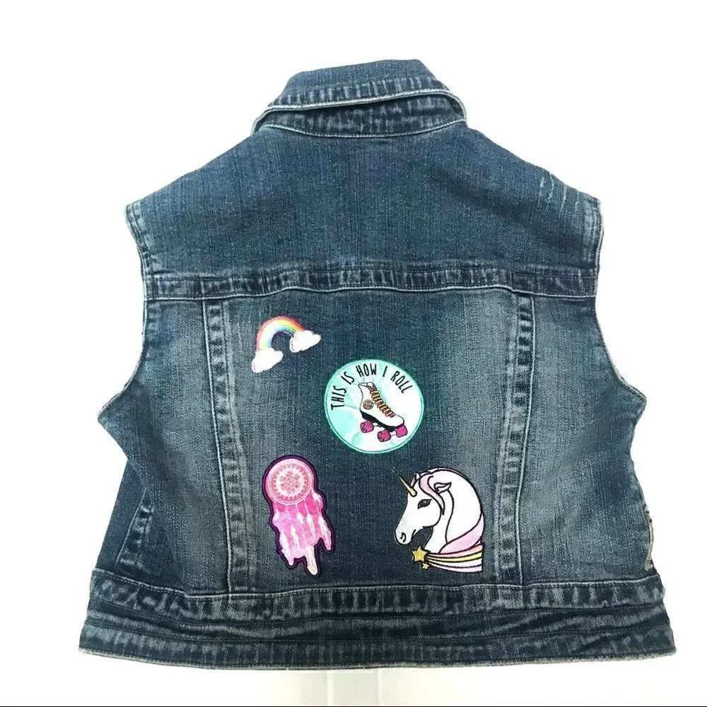 ‎Bubblegum fun patch denim jean vest S